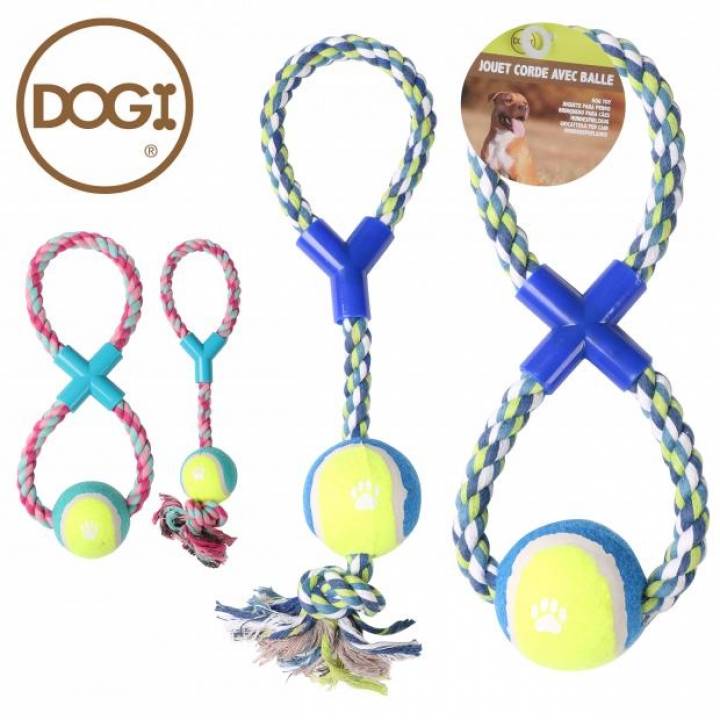 Jouet pour chien corde avec balle de tennis 